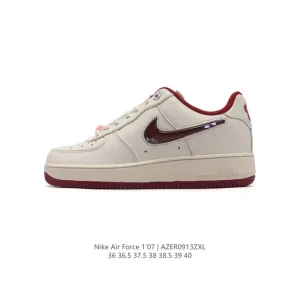 Nike Air Force 1 '07 Low White Leather Casual Sneakers with Air Cushioning