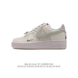 Nike Air Force 1 Low White Leather Sneakers with Cushioning