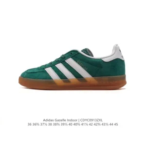 Adidas Originals Gazelle Indoor Retro Leather Sneakers with Gum Sole