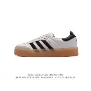 Adidas Samba Vegan Leather Shoes White Gum Sole Retro Style