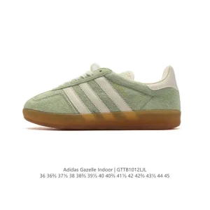 Adidas Originals Gazelle Indoor Retro Leather Sneakers with Gum Sole