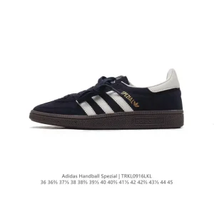 Adidas Handball Spezial Low Cut Vintage Leather Sneakers with Three Stripes