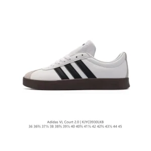 Adidas Vl Court 2.0 Shoes White T-Shape Toe Sneakers