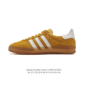 Adidas Originals Gazelle Indoor Retro Leather Sneakers with Gum Sole