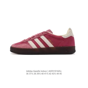 Adidas Originals Gazelle Indoor Retro Leather Sneakers with Gum Sole