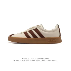 Adidas VL Court 2.0 Shoes White T-Shape Toe Sneakers
