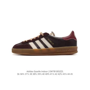 Adidas Originals Gazelle Indoor Retro Leather Sneakers with Gum Sole
