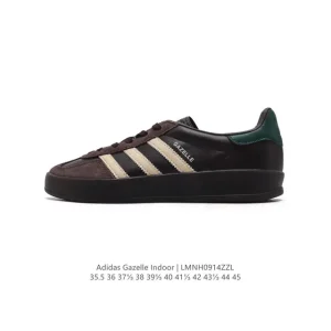 Adidas Originals Gazelle Indoor Retro Leather Sneakers with Gum Sole