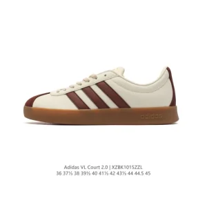 Adidas VL Court 2.0 Shoes White Leather Sneakers for Men and Women