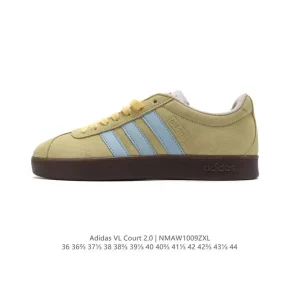 Adidas VL Court 2.0 Shoes White T-Shape Toe Sneakers
