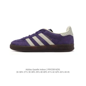 Adidas Originals Gazelle Indoor Retro Leather Sneakers with Gum Sole