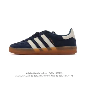 Adidas Originals Gazelle Indoor Retro Leather Sneakers with Gum Sole