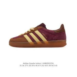 Adidas Originals Gazelle Indoor Retro Leather Sneakers with Gum Sole