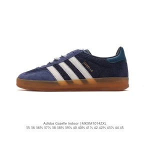 Adidas Originals Gazelle Indoor Retro Leather Sneakers with Gum Sole