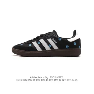Adidas Samba OG Shoes Classic Leather Sneakers with Embroidered Flowers