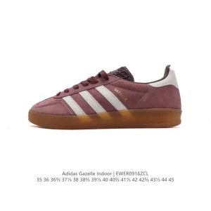 Adidas Originals Gazelle Indoor Retro Leather Sneakers with Gum Sole