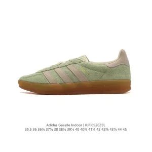 Adidas Originals Gazelle Indoor Retro Leather Sneakers with Gum Sole