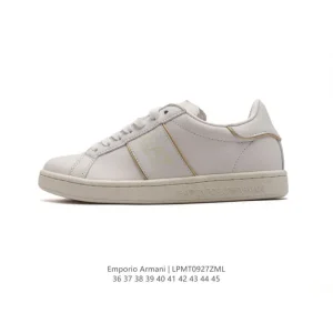 Armani Emporio White Leather Sneakers Unisex Casual Shoes