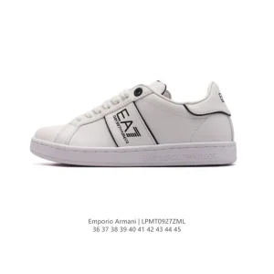 Armani Emporio Men's Women's White Leather Sneakers 2024 New
