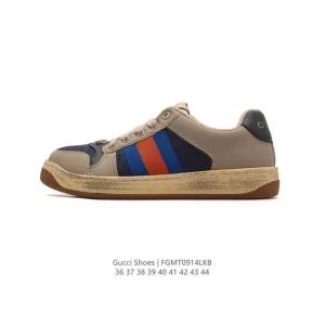 Gucci Screener Old Vintage Leather Thick Sole Retro Sneakers