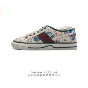 Gucci Tennis 1977 Canvas Sneakers Red Green Rubber Sole Vintage Style Unisex Shoes