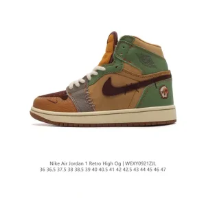 Jordan Zion Voodoo AJ1 Low Og Brown Patchwork Basketball Shoes