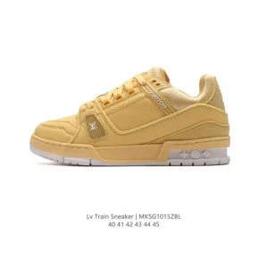Louis Vuitton Trainer Sneaker Low Leather Thick Sole White 3D Logo