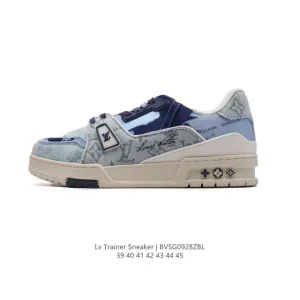 Louis Vuitton Trainer Sneaker Low Fashion Sports Shoes with Denim and 3D Logo