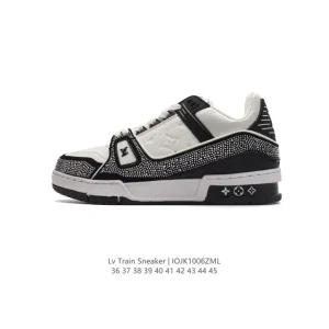 Louis Vuitton Trainer Sneaker Low Full Crystal Thick Sole Leather White Limited Edition