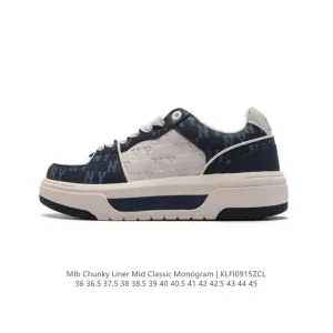 MLB Chunky Liner Mid Retro Streetwear Leather Sneakers