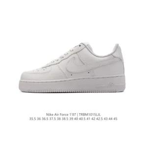 Nike Air Force 1 '07 Low White Leather Sneakers with Air Cushion