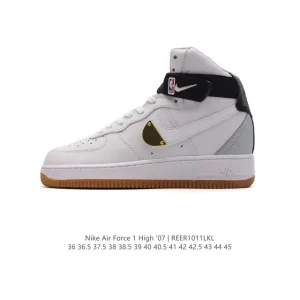 Nike Air Force 1 High '07 White Leather High-Top Sneakers with Magic Strap