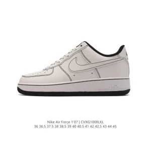 Nike Air Force 1 07 Low White Leather Sneakers with Air Cushioning
