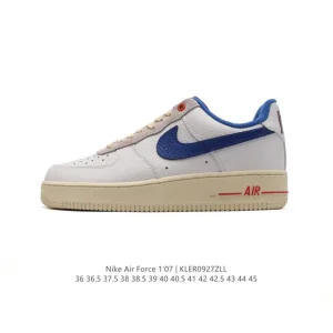 Nike Air Force 1 07 Low White Leather Sneakers with Air Cushioning