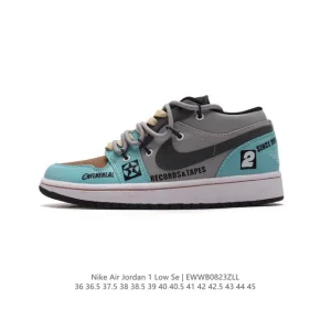 Jordan AJ1 Low Gs White Black Phosphor Deconstructed Strap Basketball Shoes