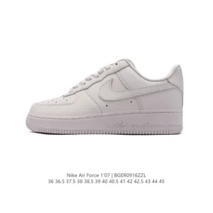 Nike Air Force 1 07 Low White Leather Sneakers with Air Cushion