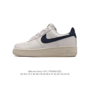 Nike Air Force 1 '07 Low White Leather Casual Sneakers with Air Cushioning