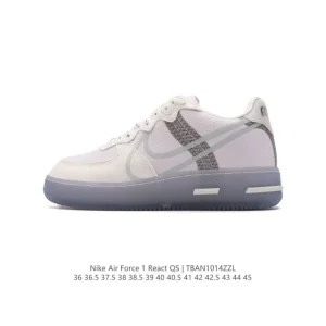 Nike Air Force 1 React QS Low Top Sneakers with Cushioning