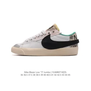 Nike Blazer Low '77 Jumbo Sneakers with Oversized Swoosh and Wide Laces