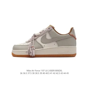 Nike Air Force 1 '07 Low White Leather Casual Sneakers with Air Cushioning