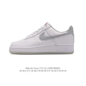 Nike Air Force 1 07 Low White Leather Sneakers with Air Cushioning