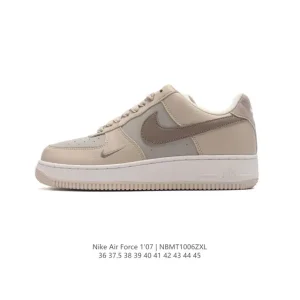 Nike Air Force 1 '07 Low White Leather Casual Sneakers with Air Cushion