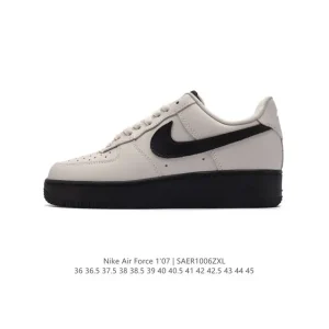 Nike Air Force 1 07 Low White Leather Sneakers with Air Cushioning