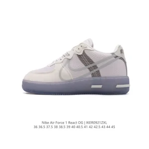 Nike Air Force 1 React QS Low-Top Sneakers with Cushioning and Thick Sole