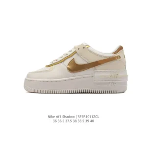 Nike Air Force 1 Shadow Low Top Sneakers for Women - Marron White Suede