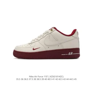 Nike Air Force 1 '07 Low Top White Leather Sneakers with Air Cushioning