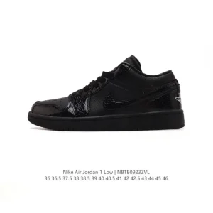 Jordan Air 1 Low Black Leather Sneakers for Men and Women