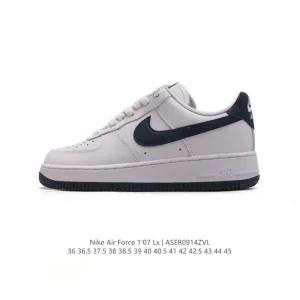 Nike Air Force 1 07 Low White Leather Sneakers with Air Cushioning