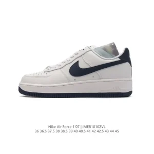 Nike Air Force 1 07 Low White Leather Sneakers with Air Cushioning