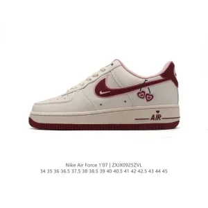 Nike Air Force 1 07 Low White Cherry Embroidery Low Top Sneakers